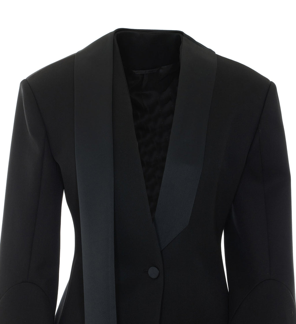 The Attico Women's Oversized Ribbon Shawl Lapel in Black - view 4