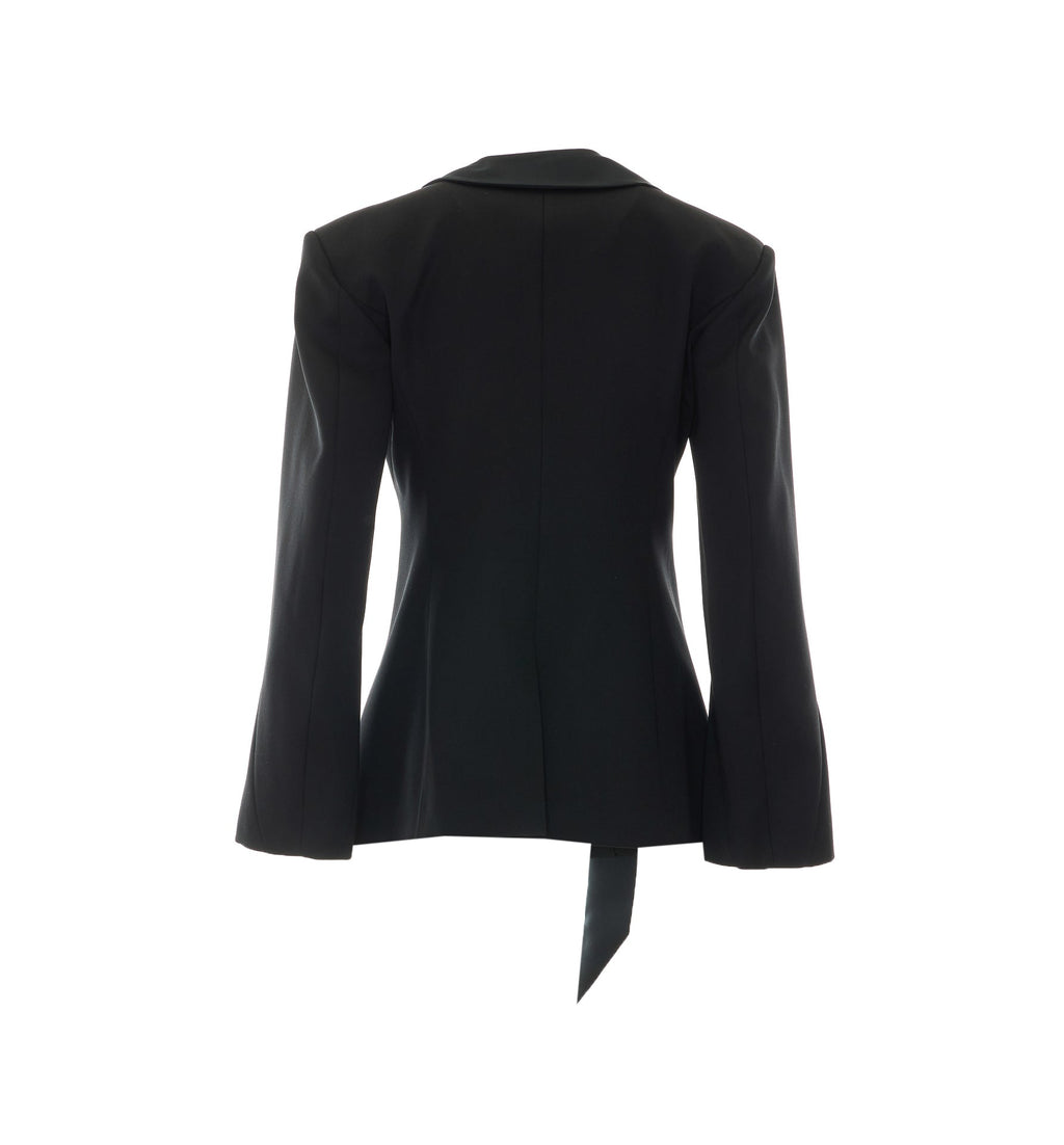 The Attico Women's Oversized Ribbon Shawl Lapel in Black - view 3