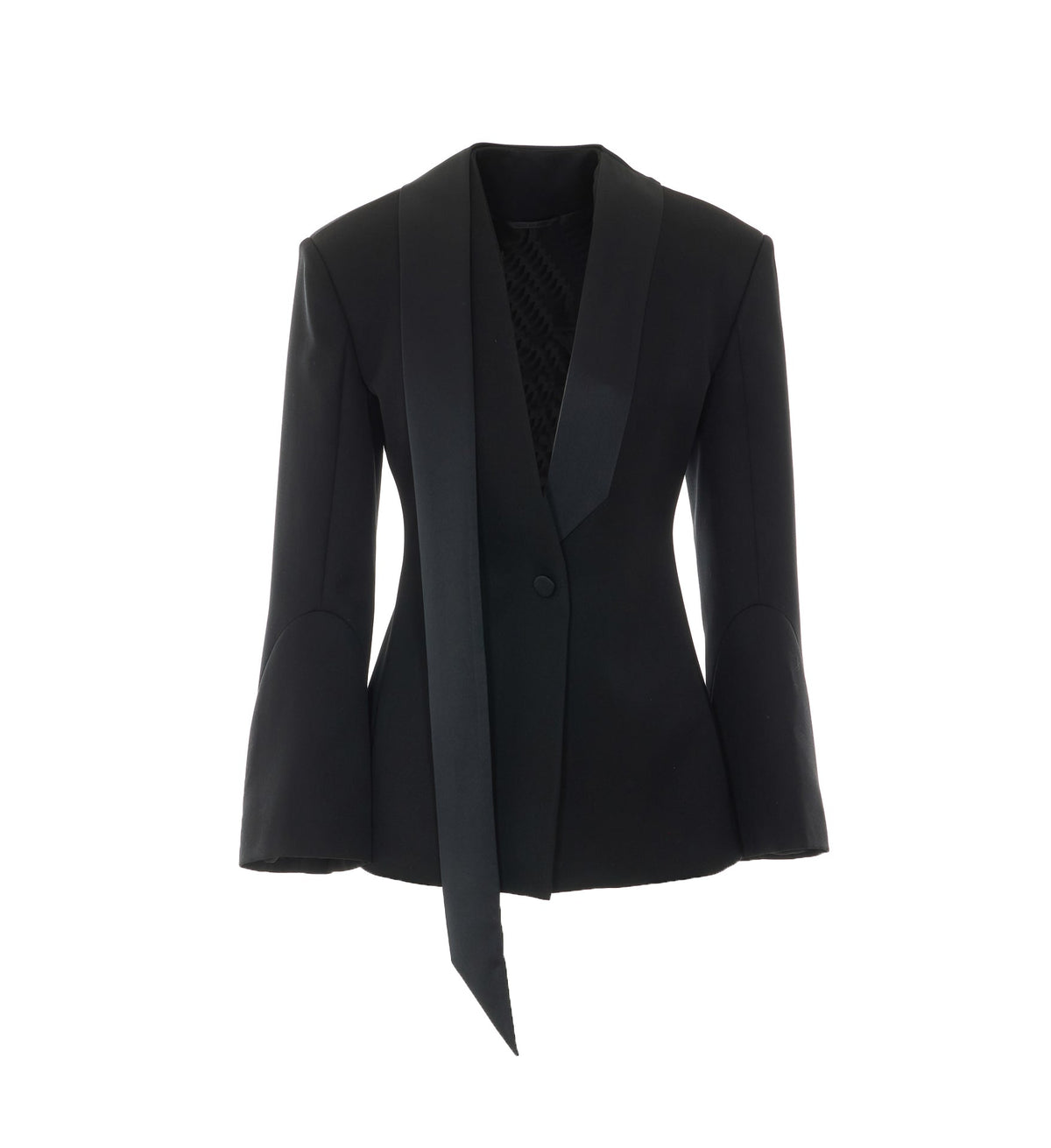 The Attico Women's Oversized Ribbon Shawl Lapel in Black - view 1