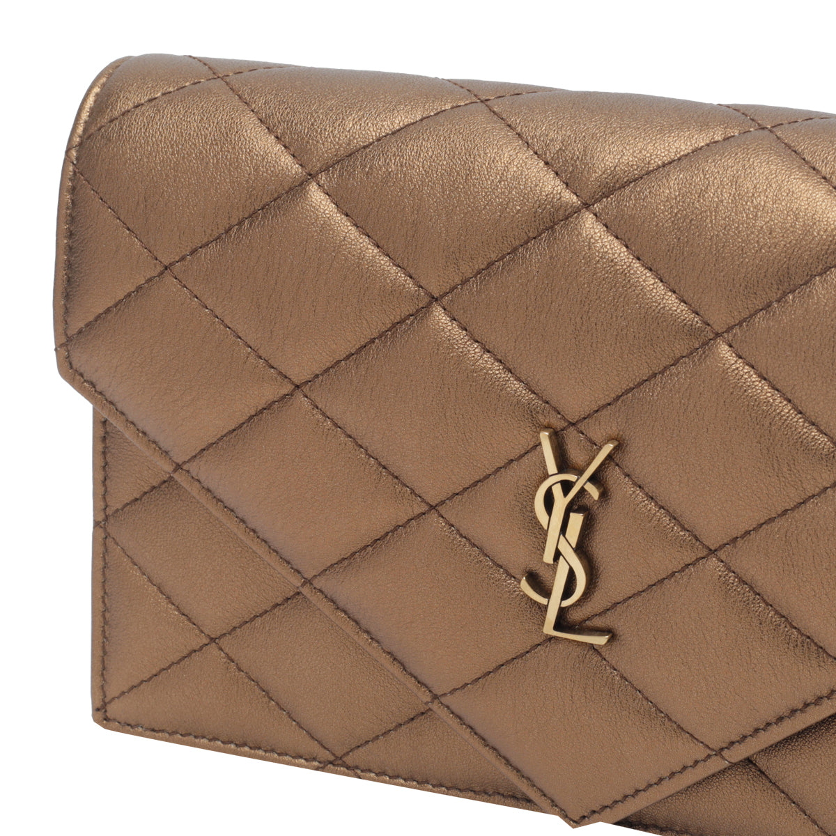 Saint Laurent Women's Paris Chain Wallet in Bronze Leather - view 2