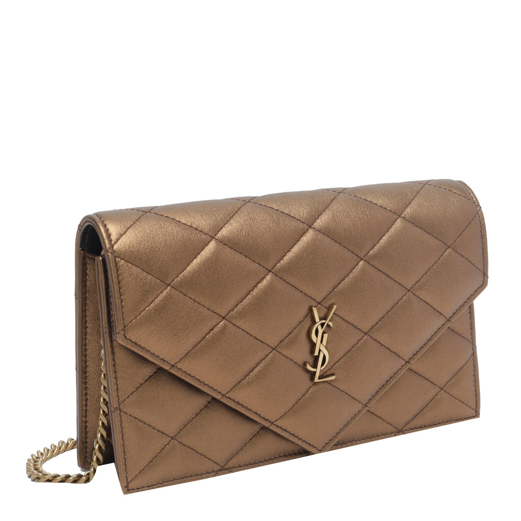 Saint Laurent Women's Paris Chain Wallet in Bronze Leather - view 3