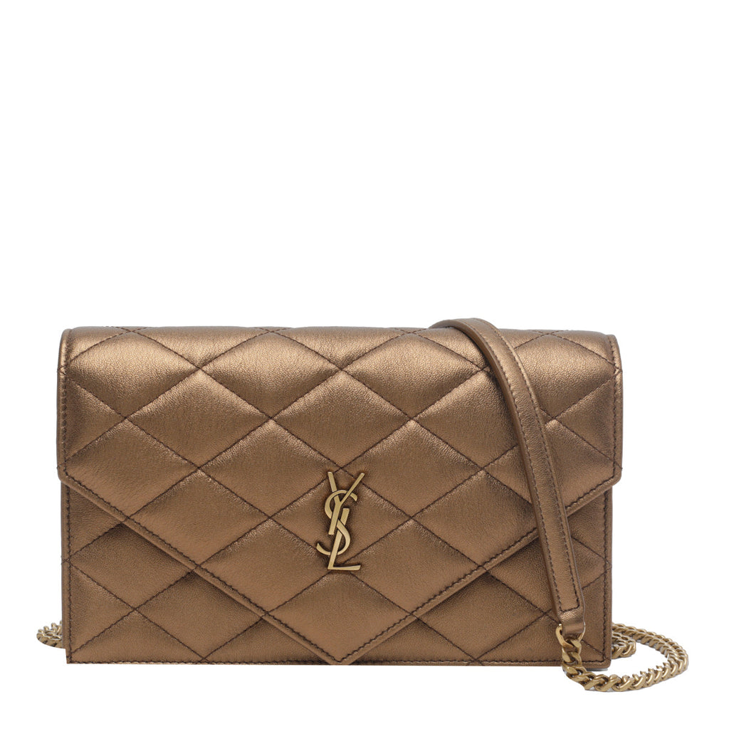 Saint Laurent Women's Paris Chain Wallet in Bronze Leather - view 1