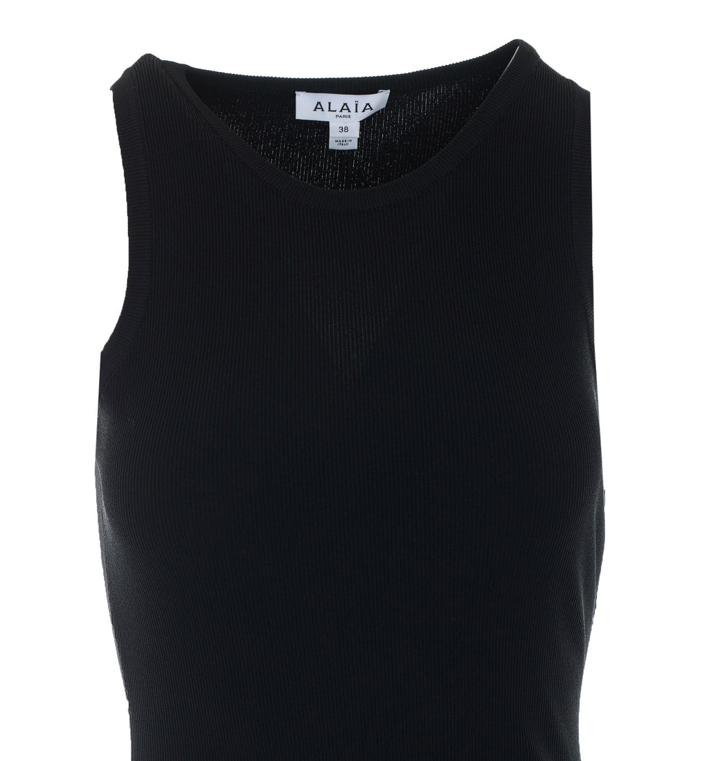 Alaia Women's Pleated Sheer Dress in Black Polyester - view 4