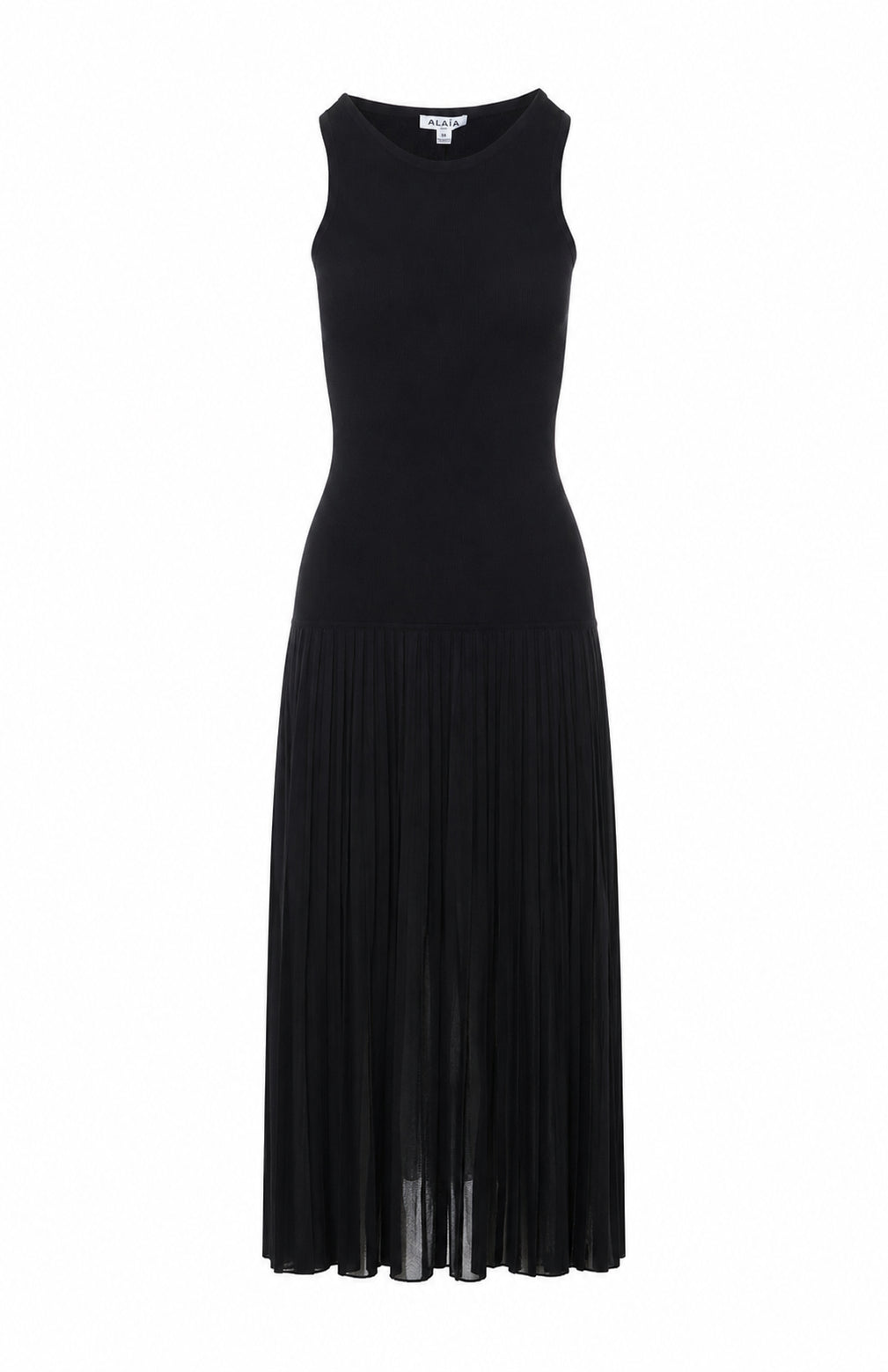 Alaia Women's Pleated Sheer Dress in Black Polyester - view 1