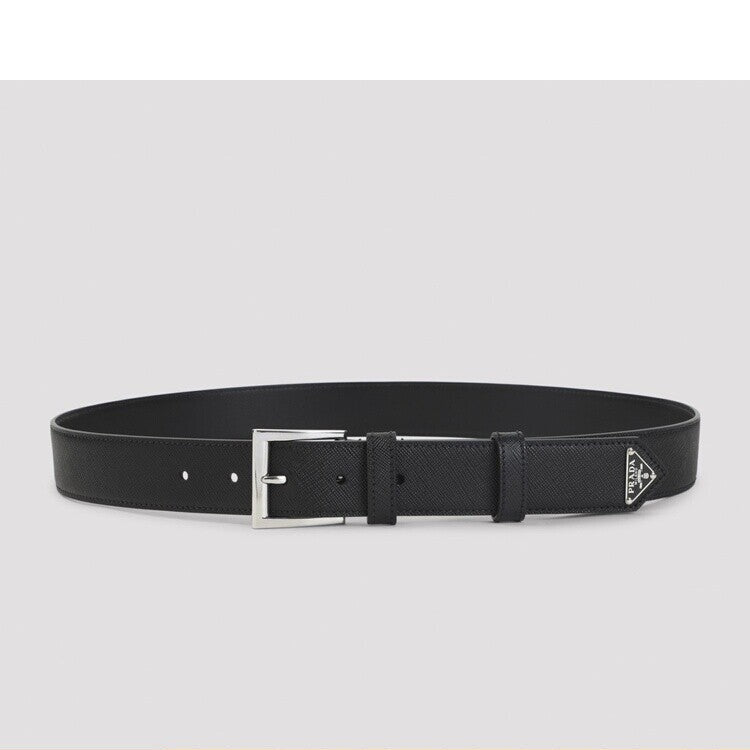 Prada Men's Cm Saffiano Belt in Black