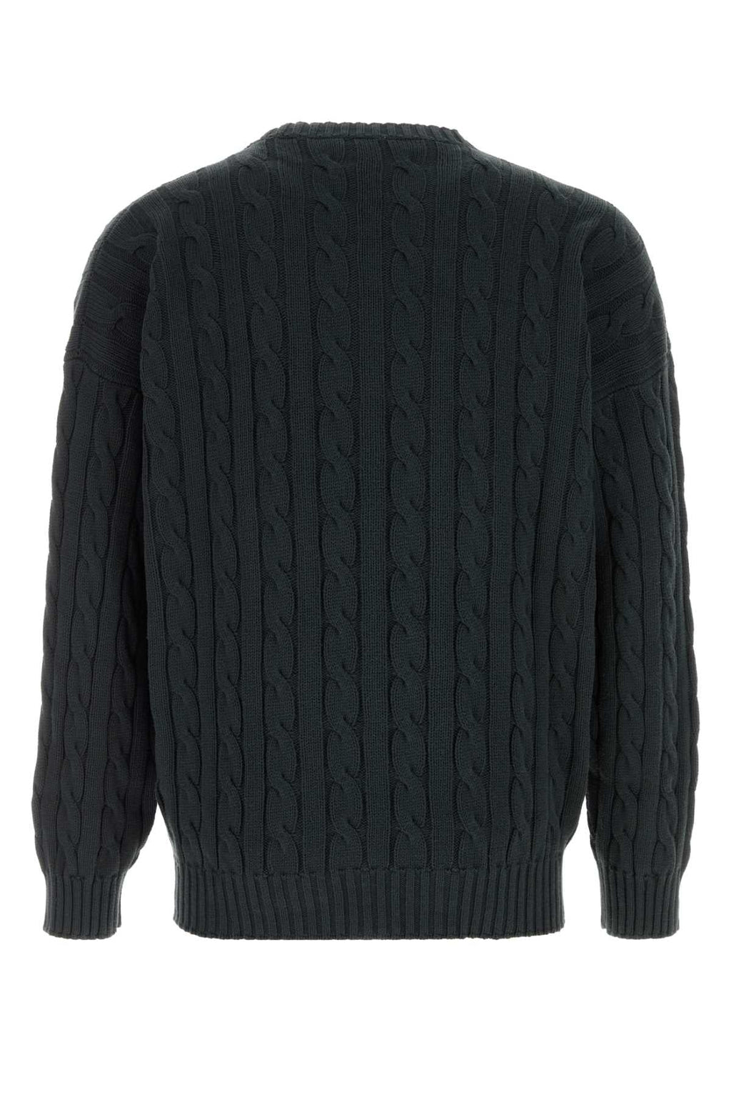 Prada Men's Cable Knit Virgin Wool Sweater in Navy - view 2