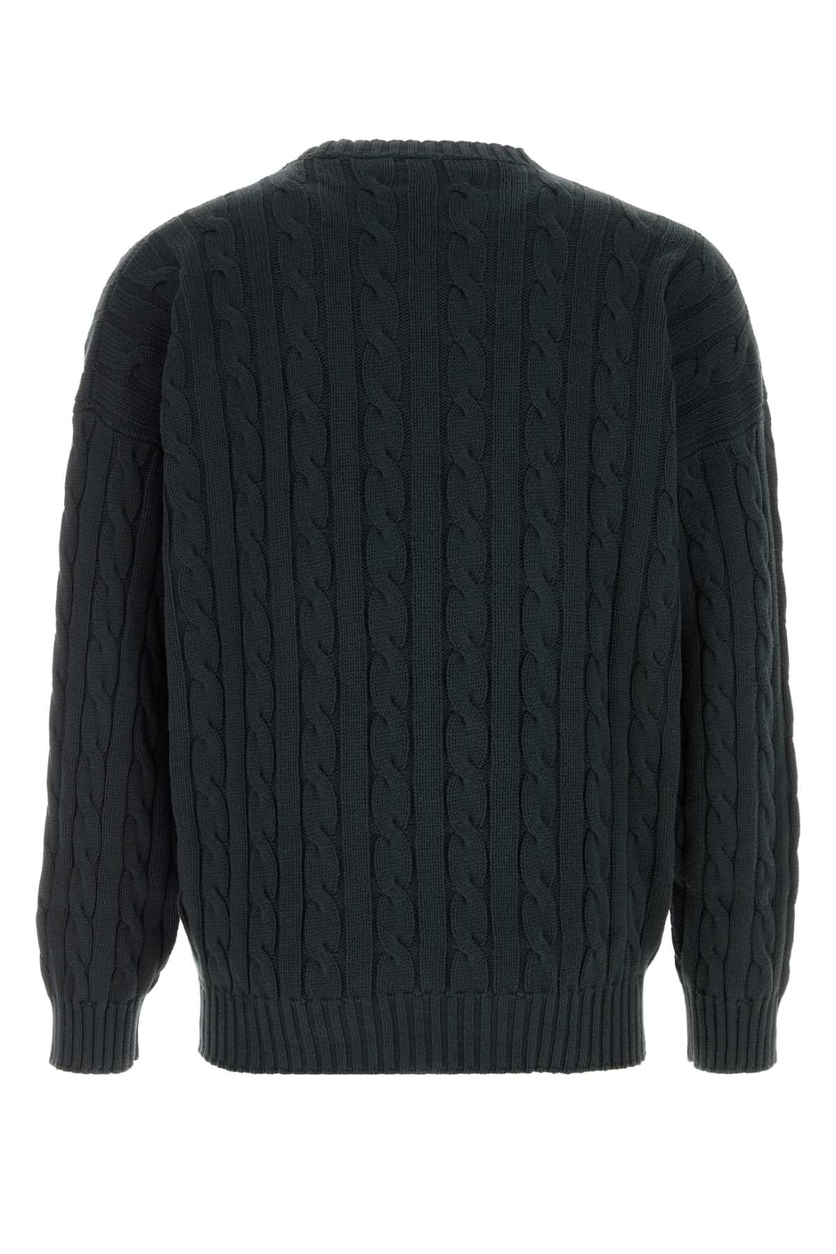 Prada Men's Cable Knit Virgin Wool Sweater in Navy - view 2
