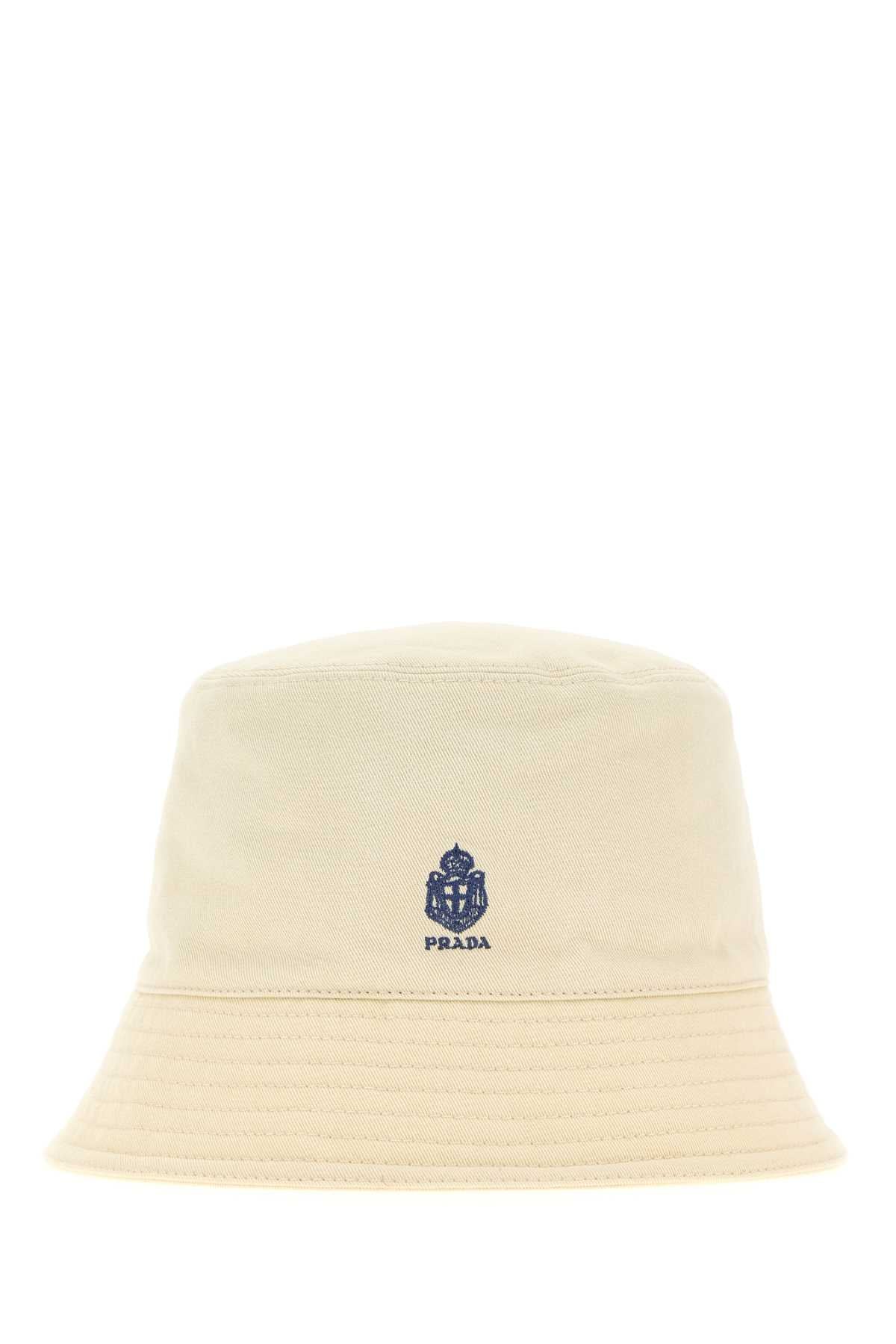 Prada Men's Cotton Bucket Hat in Cream - view 1