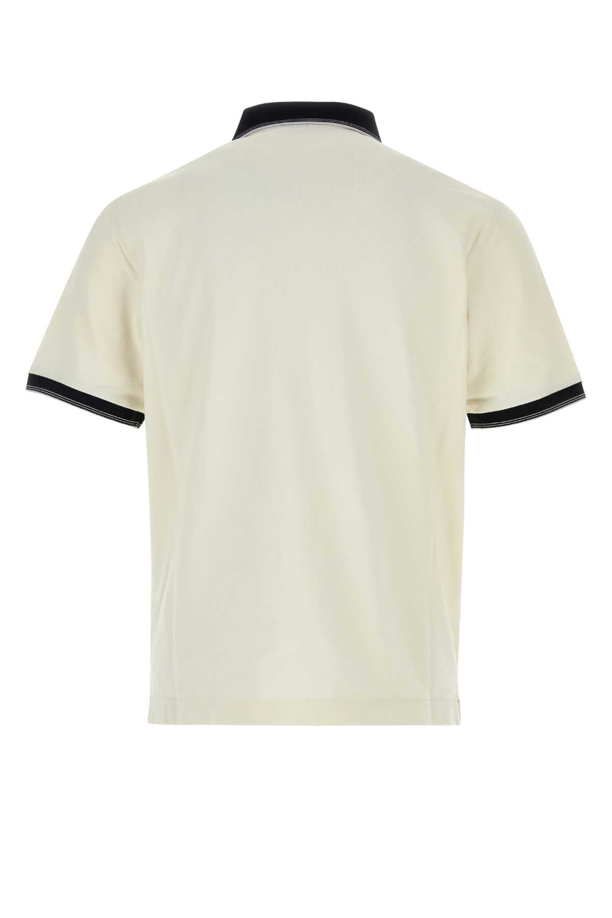Prada Men's Cotton Polo Shirt in Cream - view 2