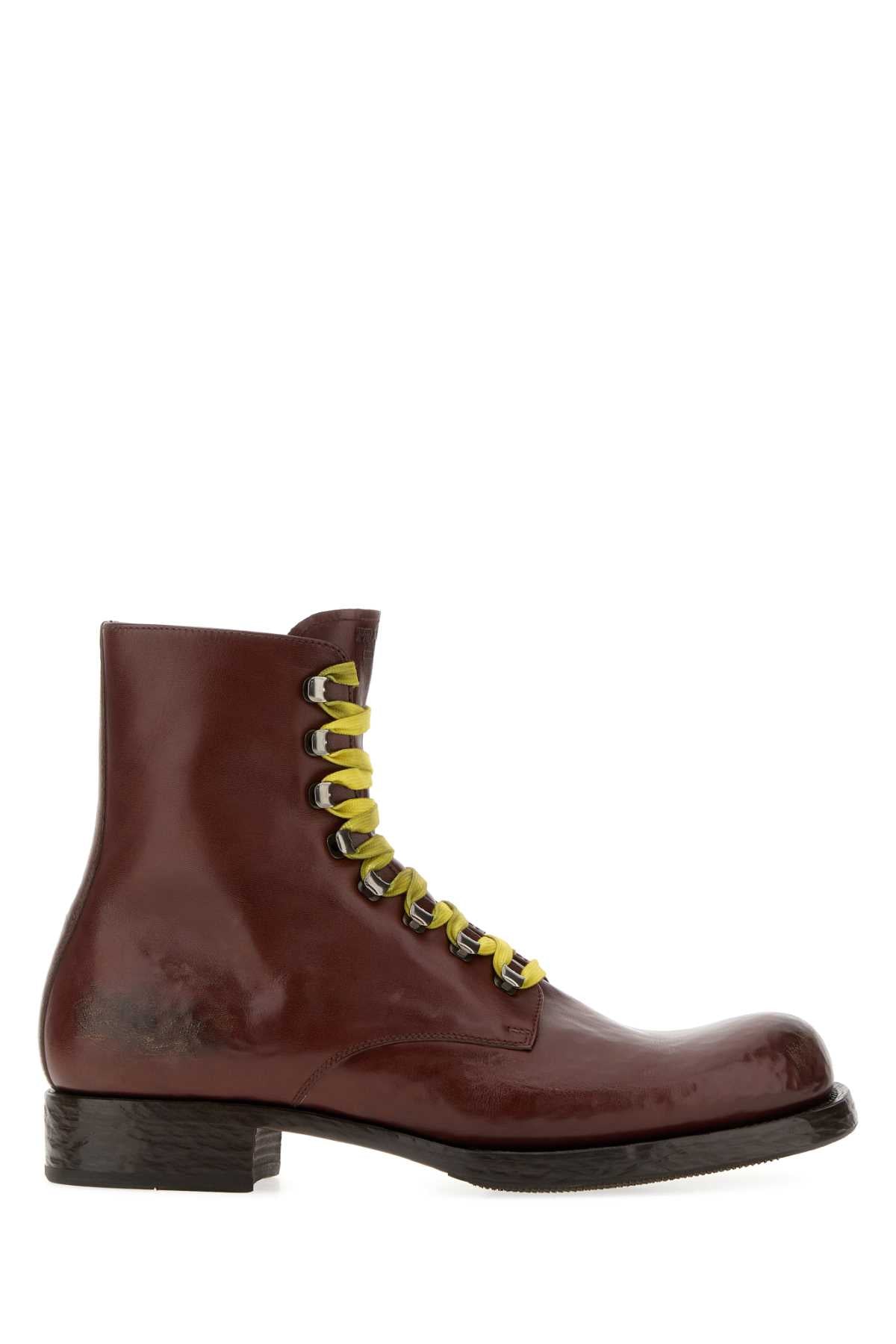 Prada Men's Leather Lace-Up Boots in Brown - view 1