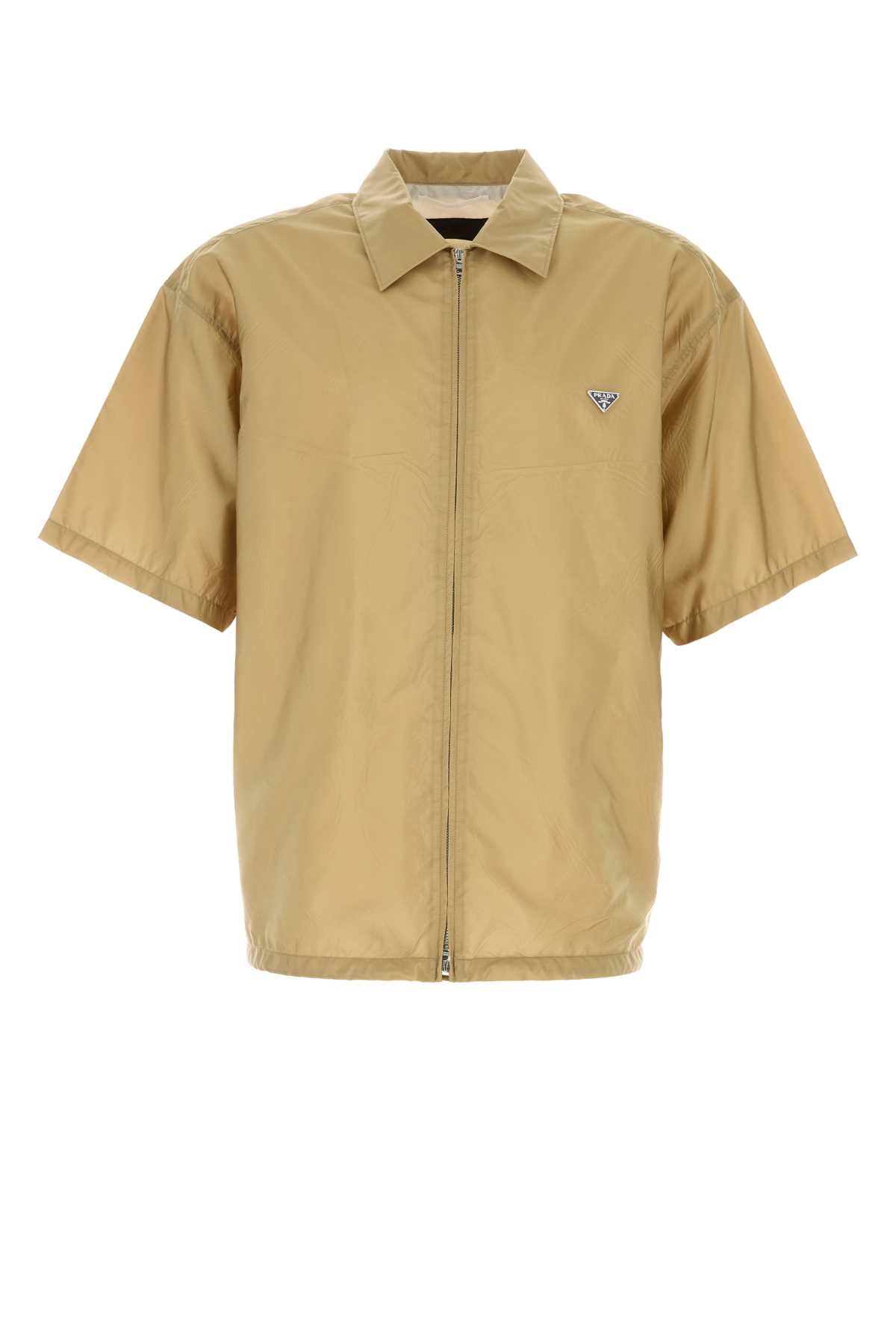 Prada Men's Nylon Short-Sleeve Shirt in Beige - view 1