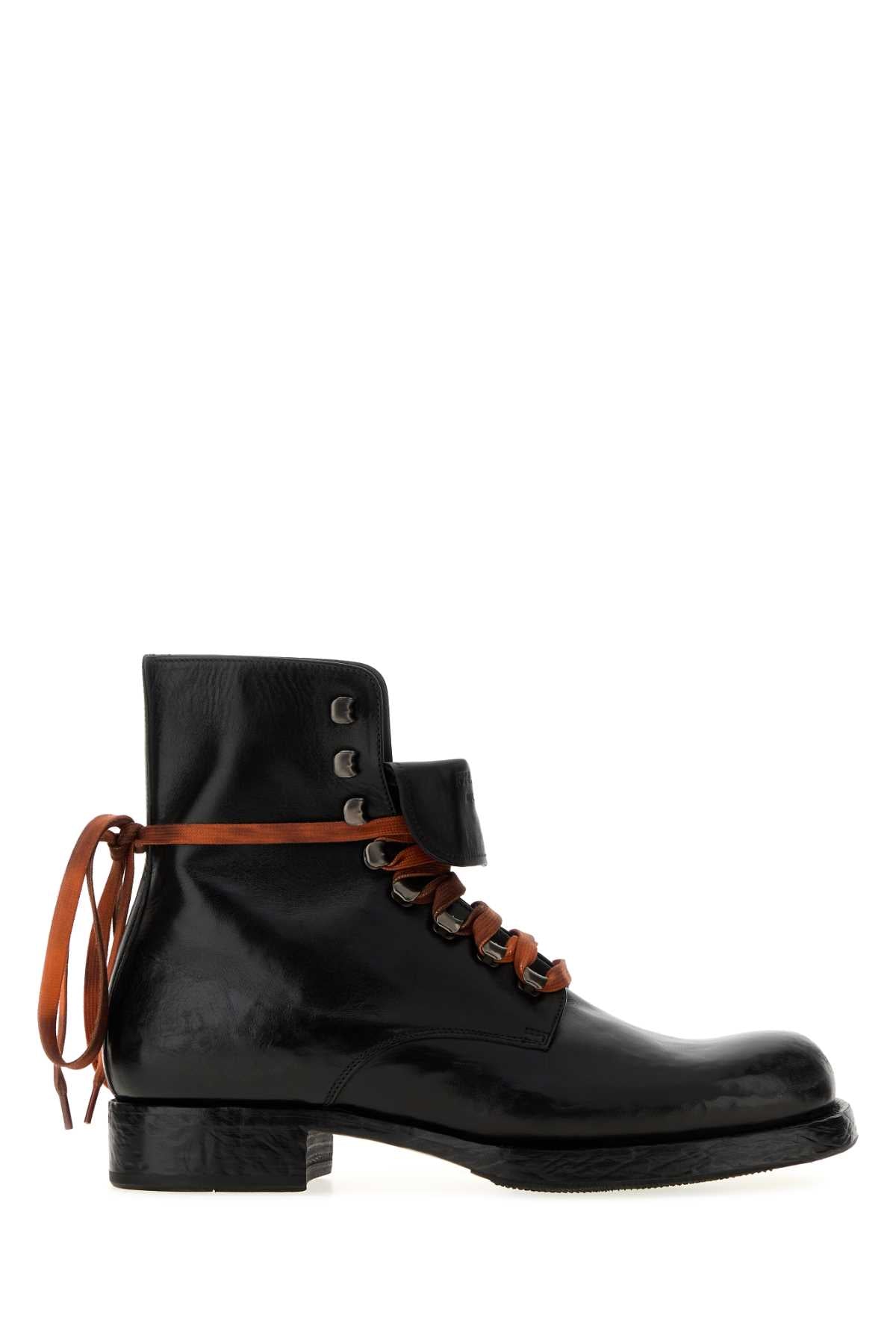 Prada Men's Leather Lace-Up Boots in Black - view 1