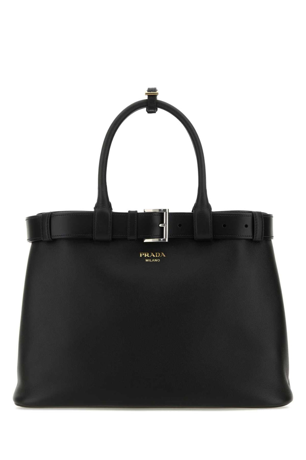 Prada Women's Belted Leather Tote Bag in Black - view 1