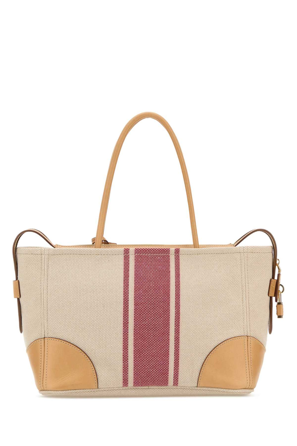 Prada Women's Striped Canvas Tote Bag in Cream - view 3