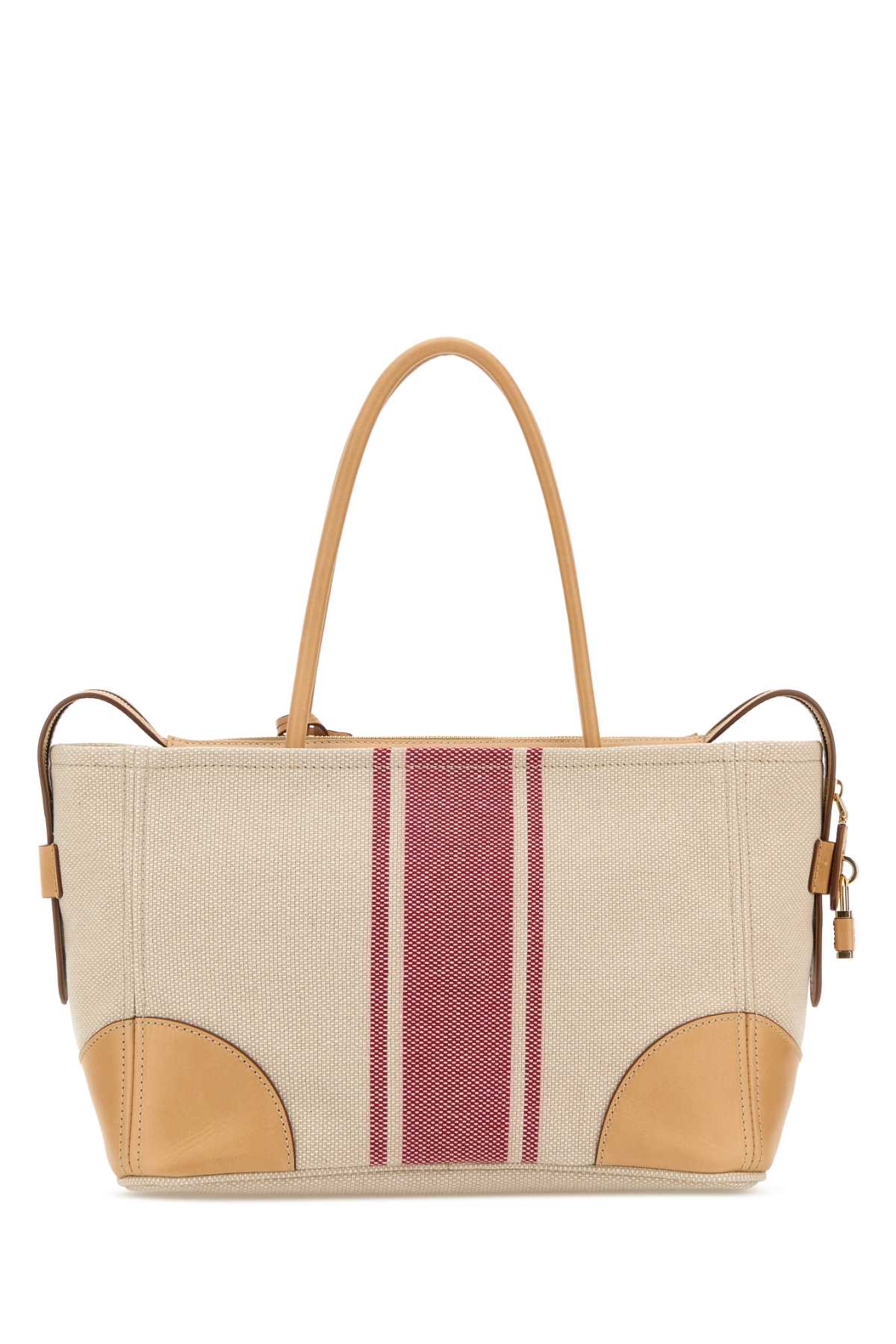Prada Women's Striped Canvas Tote Bag in Cream - view 3