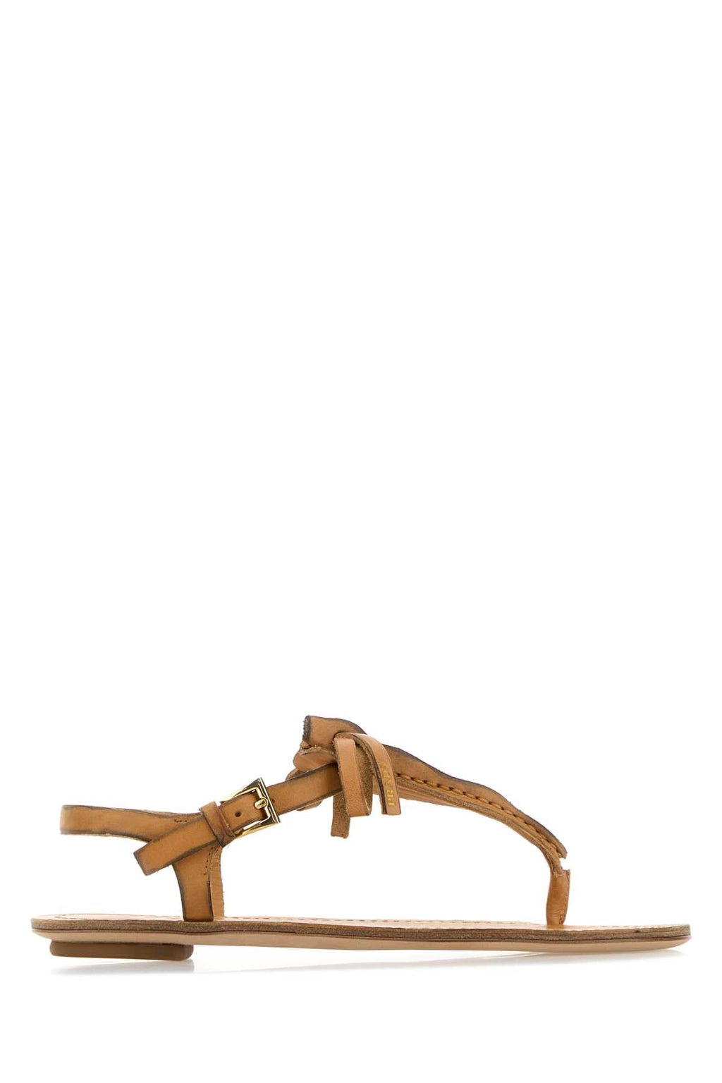 Prada Women's Leather Thong Sandals in Camel - view 1