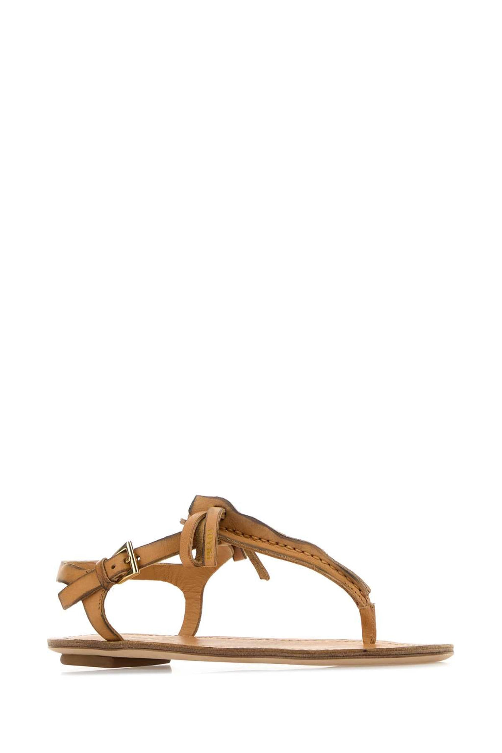 Prada Women's Leather Thong Sandals in Camel - view 2