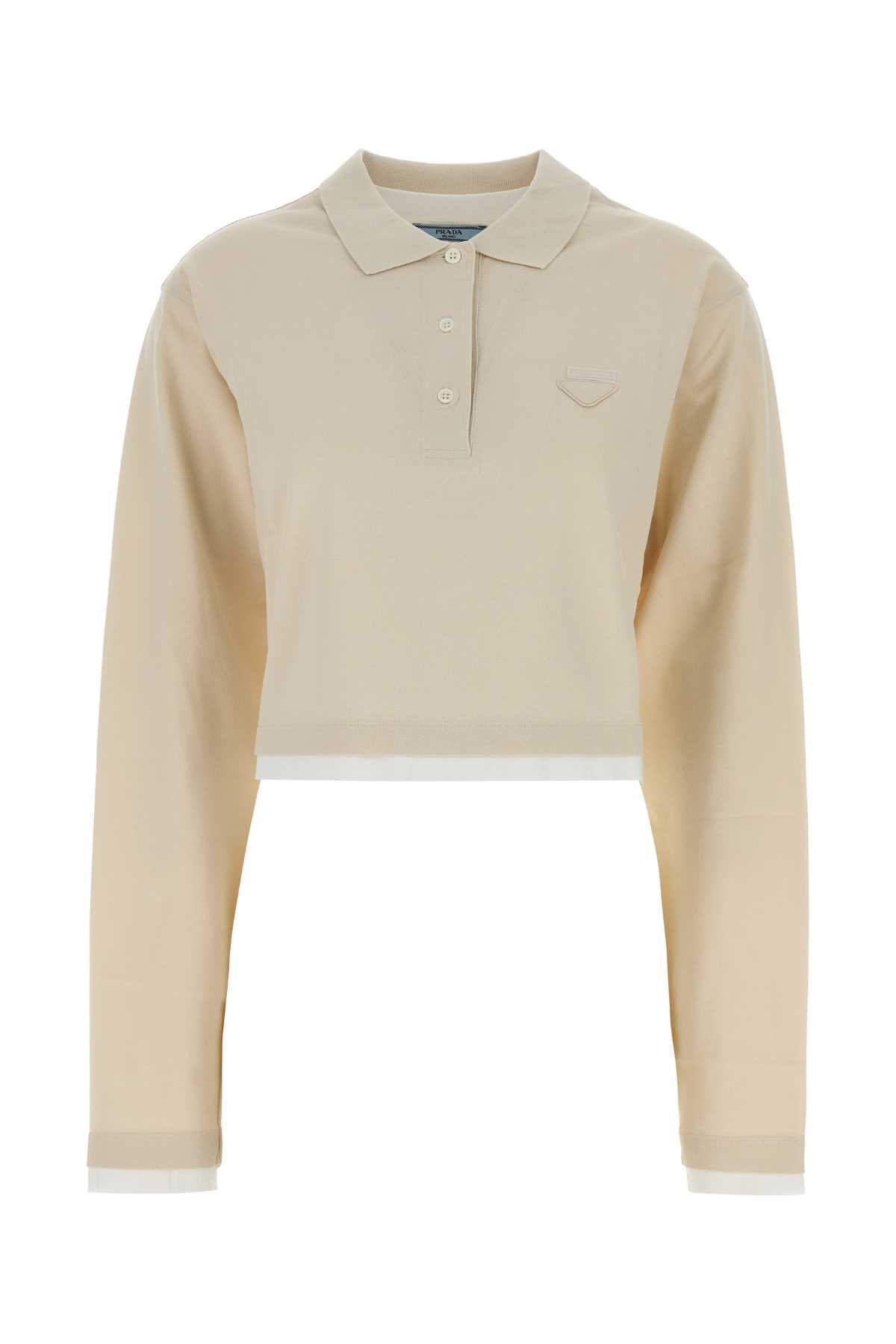 Prada Women's Cotton Knit Polo in Cream - view 1