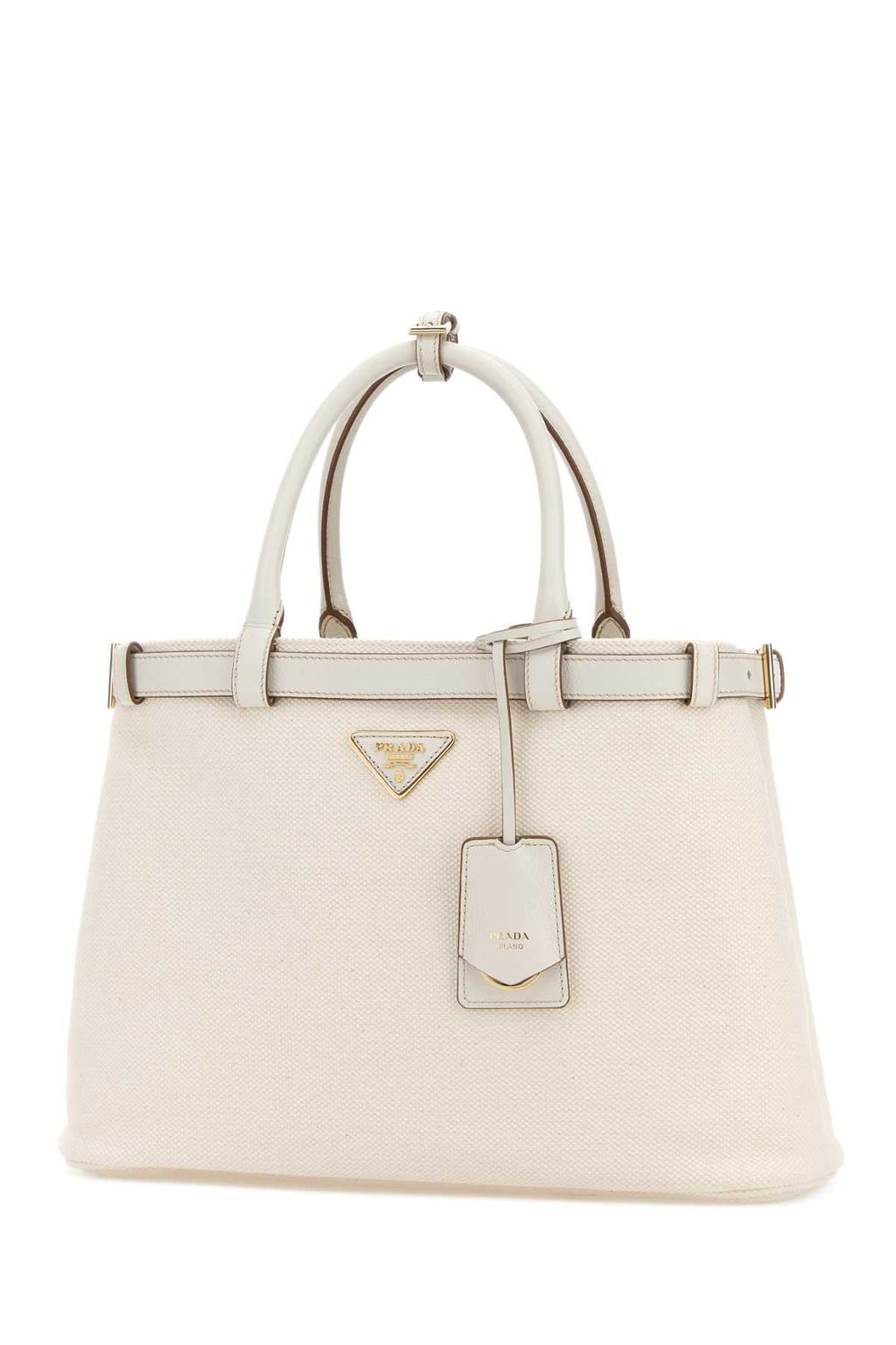 Prada Women's Belted Leather Tote Bag in White - view 2