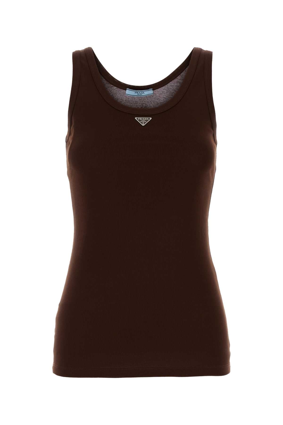 Prada Women's Cotton Tank Top in Brown - view 1