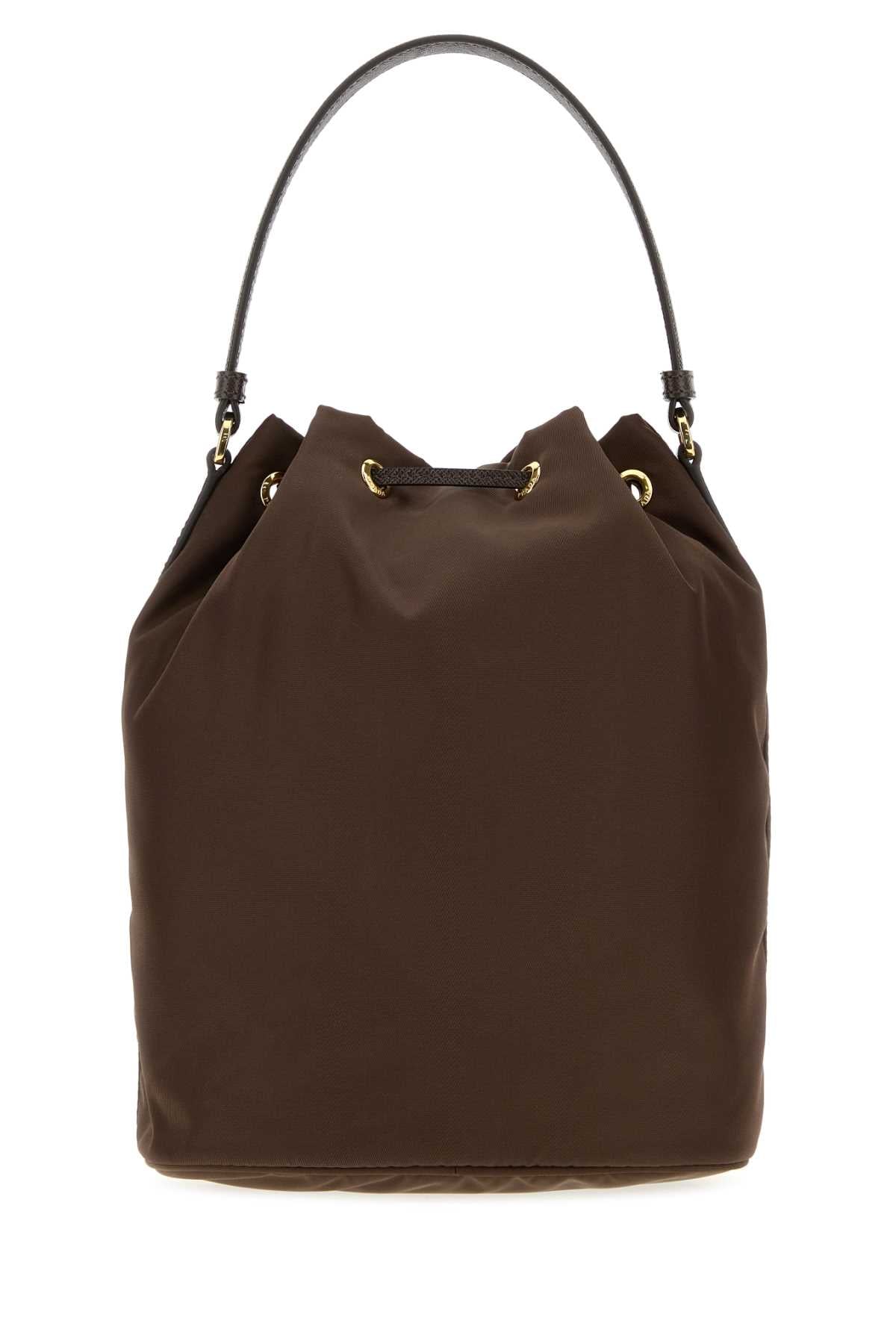 Prada Women's Nylon Bucket Bag in Brown - view 3