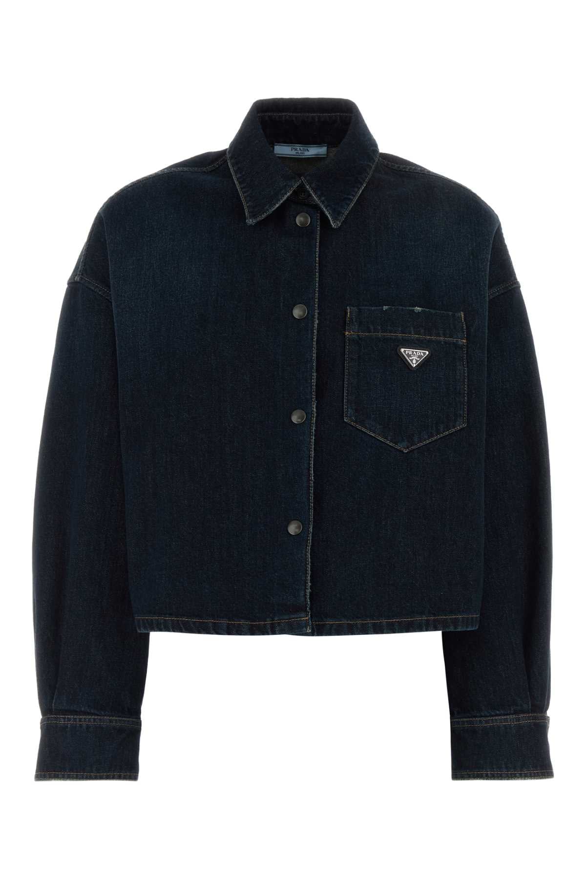 Prada Women's Cotton Shirt in Navy - view 1