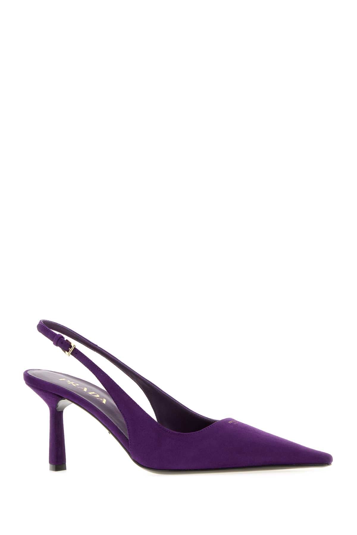 Prada Women's Suede Pumps in Purple - view 2