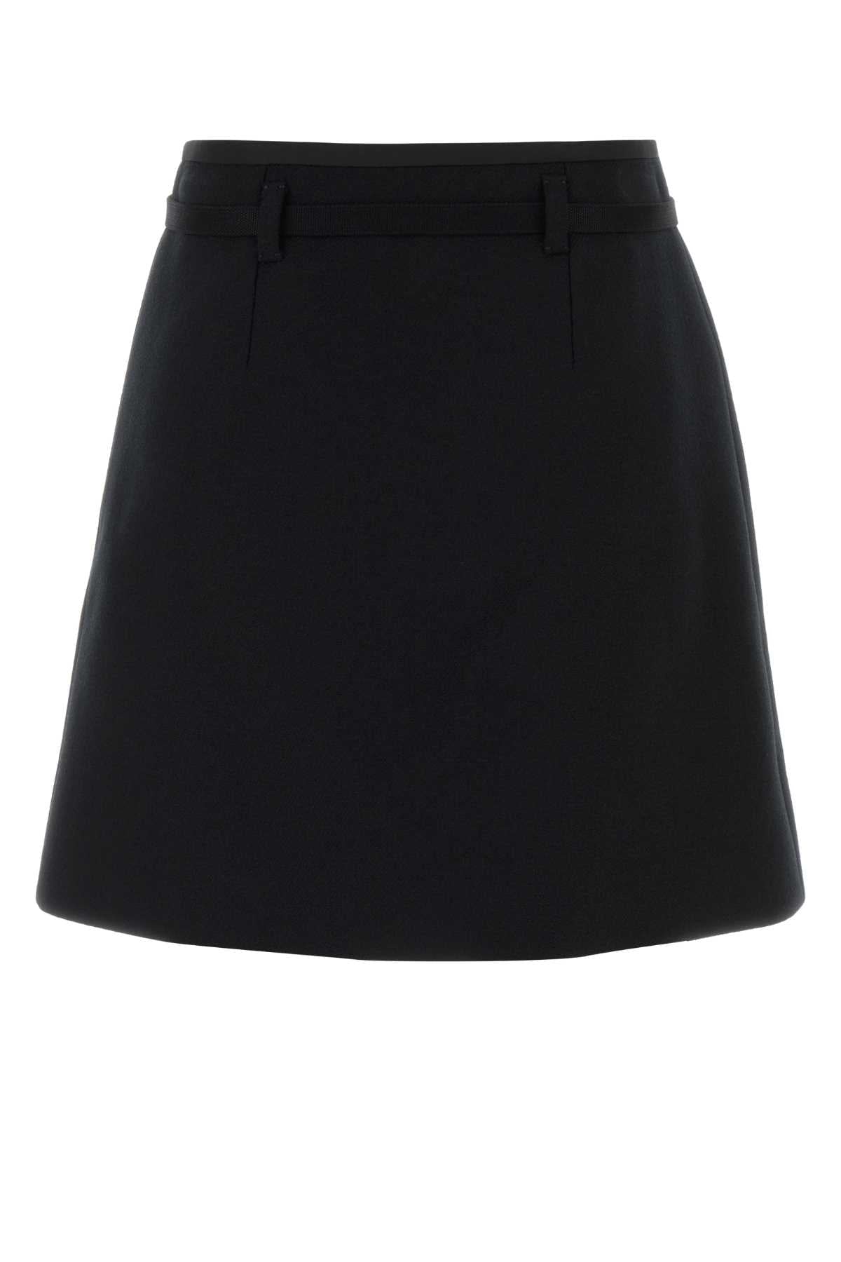 Prada Women's Virgin Wool Mini Skirt in Black - view 2