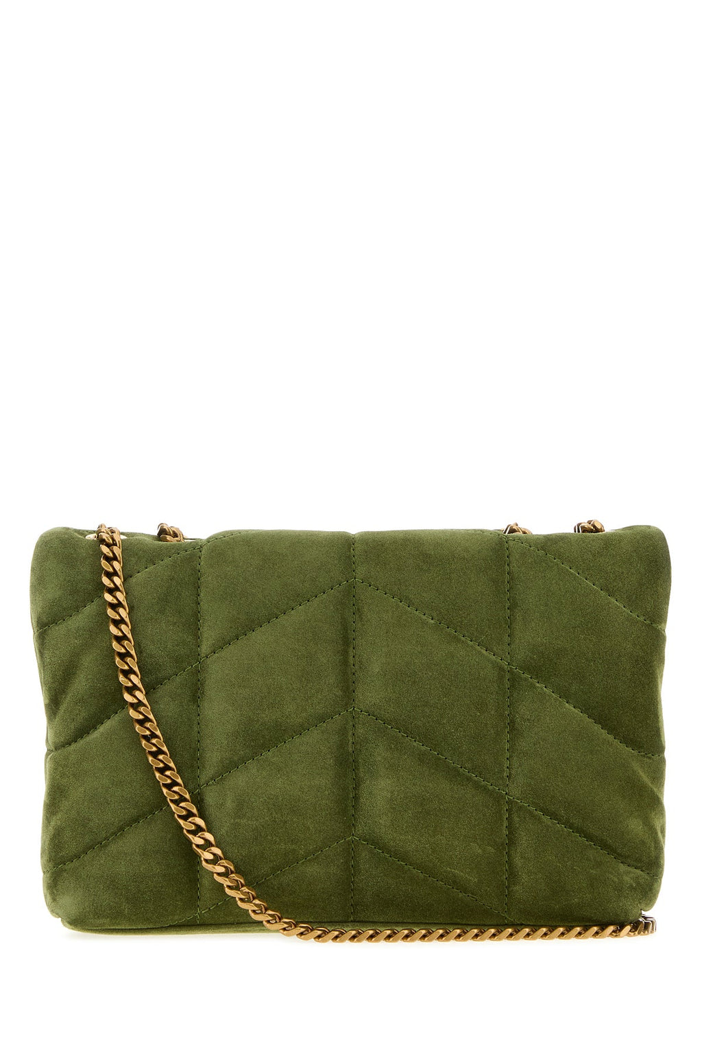 Saint Laurent Women's Puffer Toy Suede Crossbody Bag in Olive Green