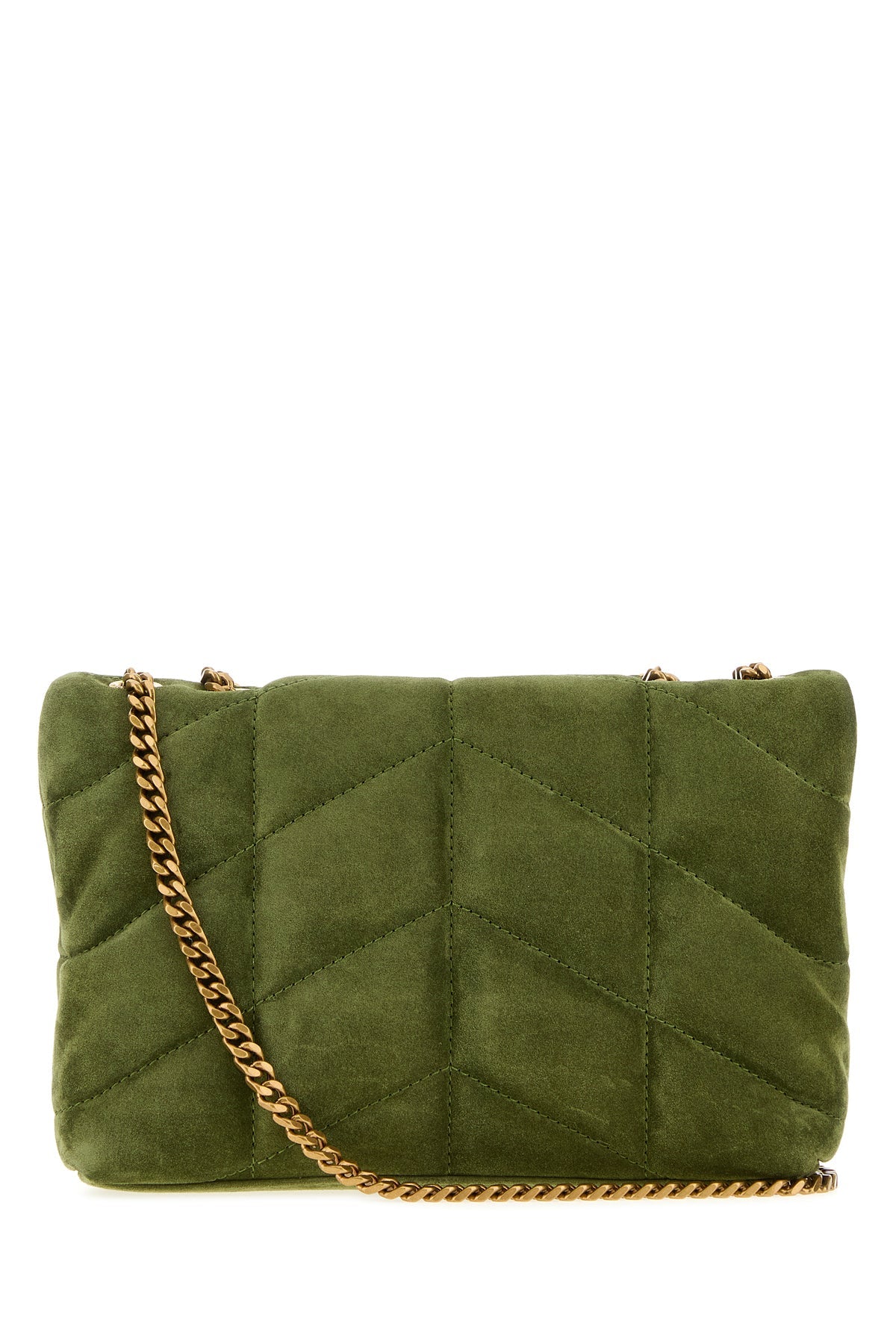 Saint Laurent Women's Puffer Toy Suede Crossbody Bag in Olive Green
