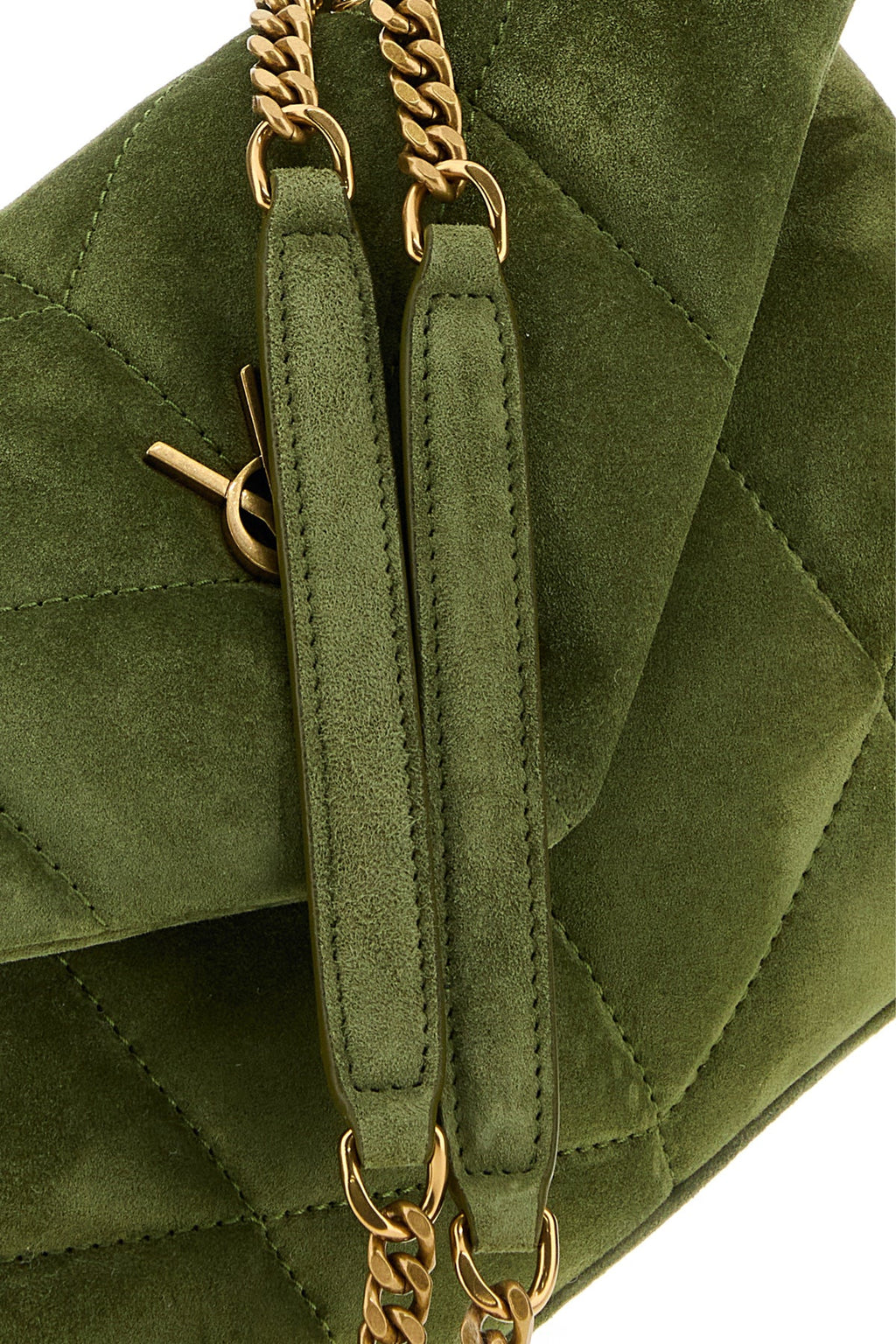 Saint Laurent Women's Puffer Toy Suede Crossbody Bag in Olive Green