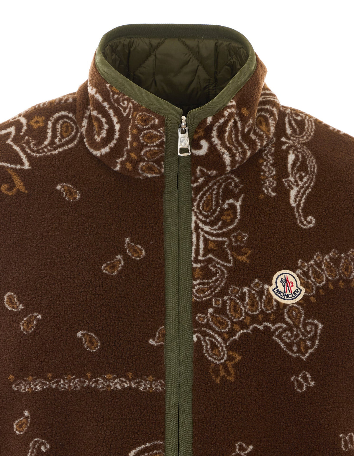 Moncler Men's Reversible Paisley Print Teddy in Brown - view 5