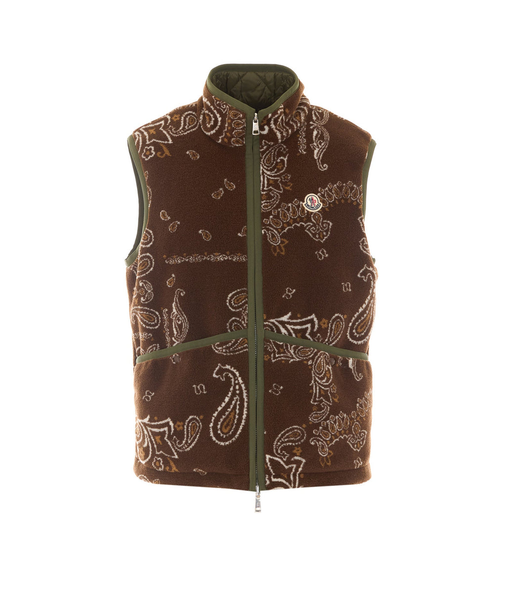 Moncler Men's Reversible Paisley Print Teddy in Brown - view 1