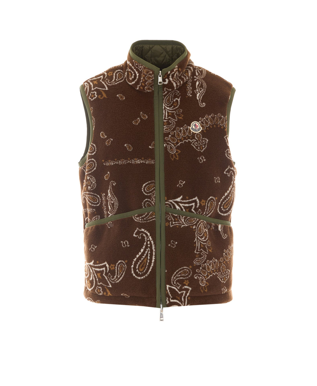 Moncler Men's Reversible Paisley Print Teddy in Brown - view 1