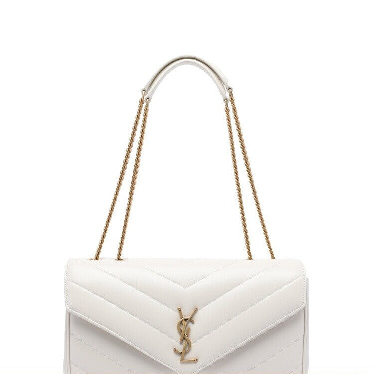 Saint Laurent YSL Loulou Medium Bag in White
