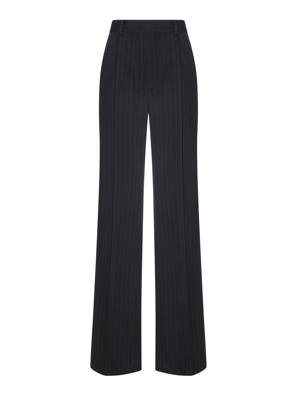 Saint Laurent Women's Pinstriped Wool Trousers in Black - view 1