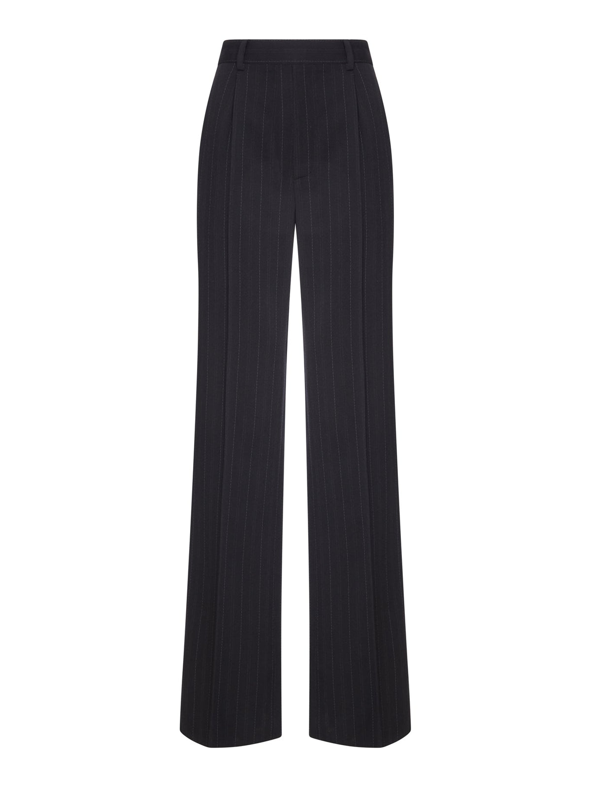 Saint Laurent Women's Pinstriped Wool Trousers in Black - view 1