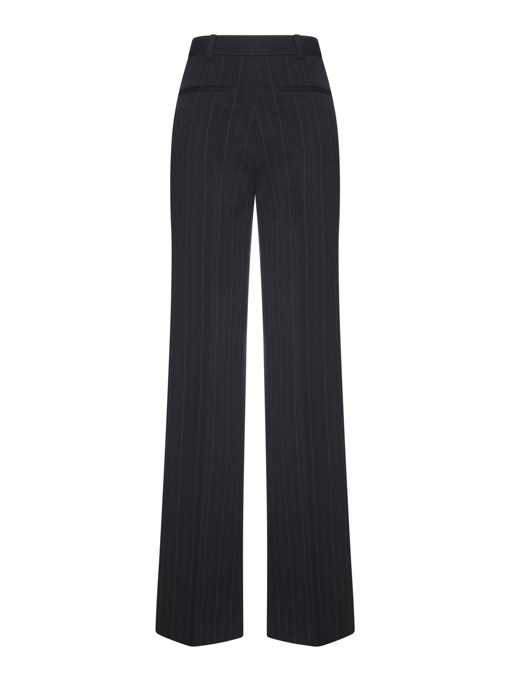Saint Laurent Women's Pinstriped Wool Trousers in Black - view 2
