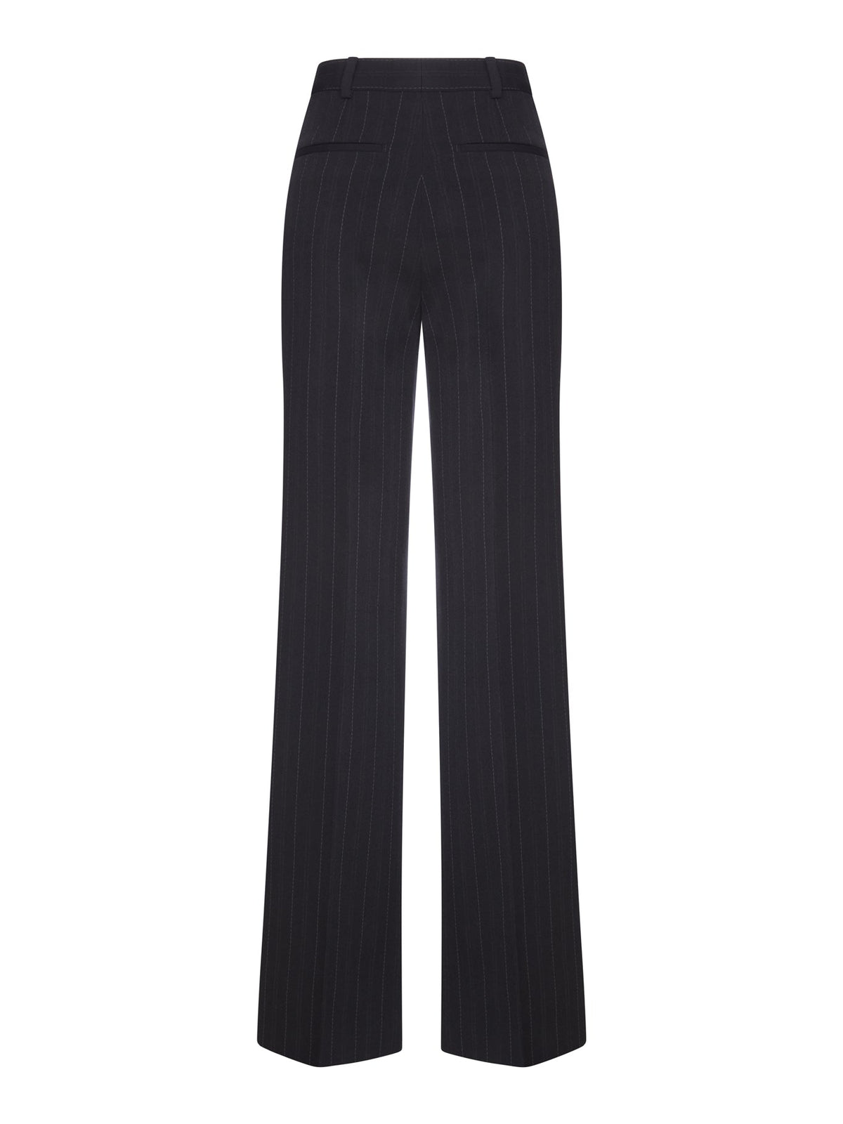 Saint Laurent Women's Pinstriped Wool Trousers in Black - view 2