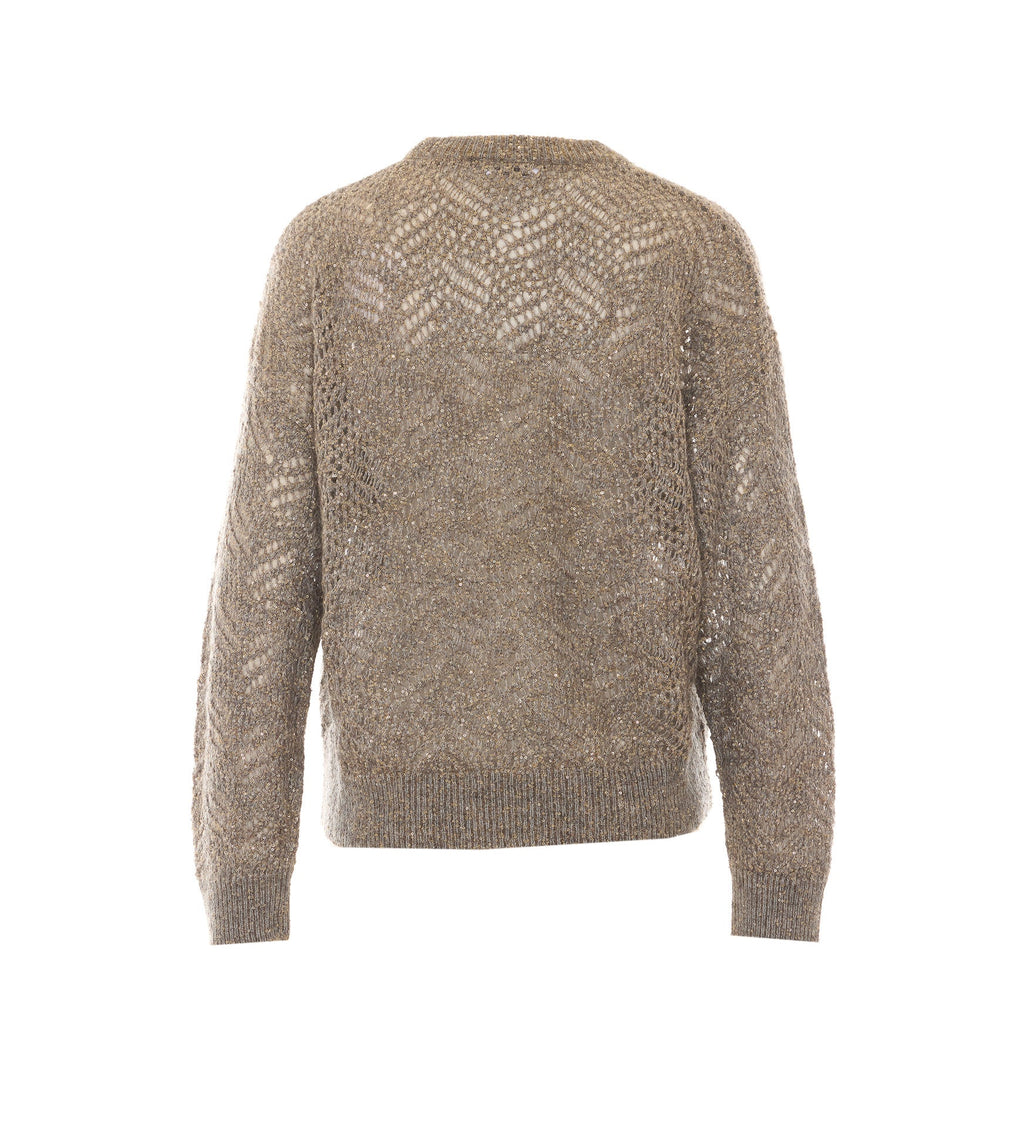 Brunello Cucinelli Women's Sequins Sweater in Grey Mohair - view 2