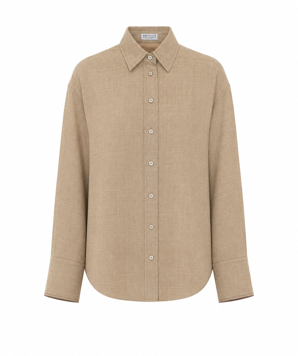 Brunello Cucinelli Women's Shirt in Beige Wool - view 1