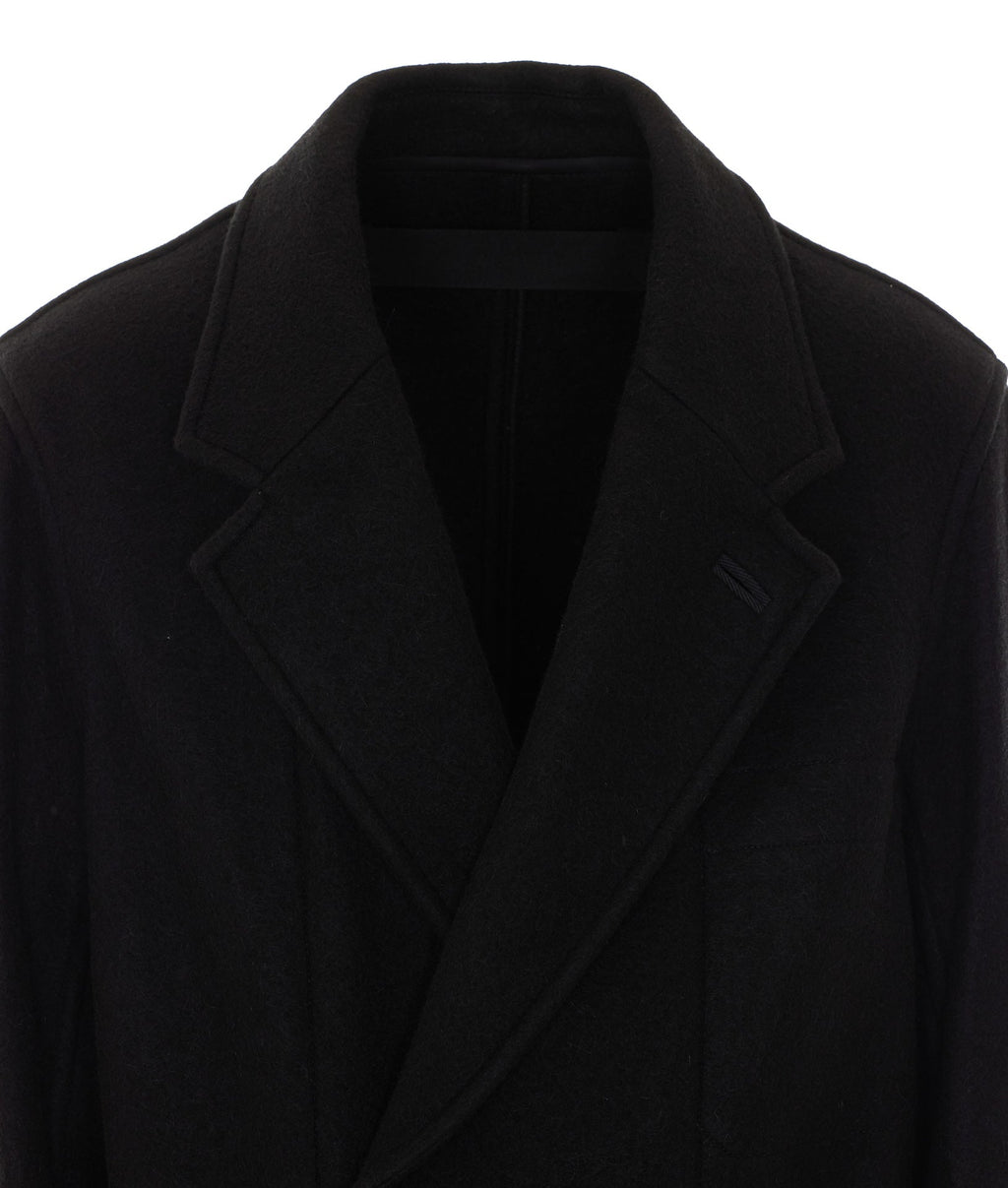 Lemaire Men's Short Double-Breasted Coat in Black - view 4