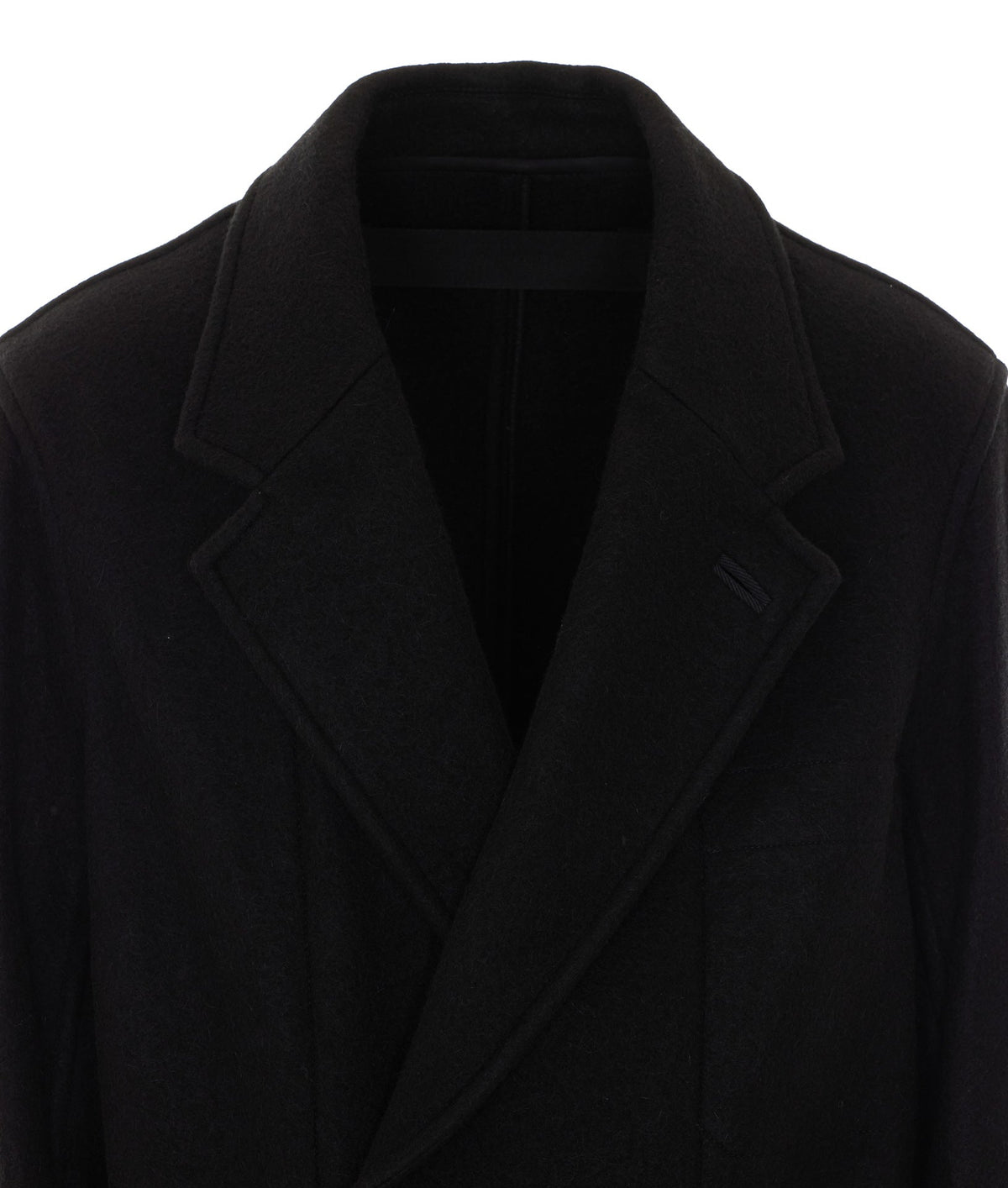 Lemaire Men's Short Double-Breasted Coat in Black - view 4