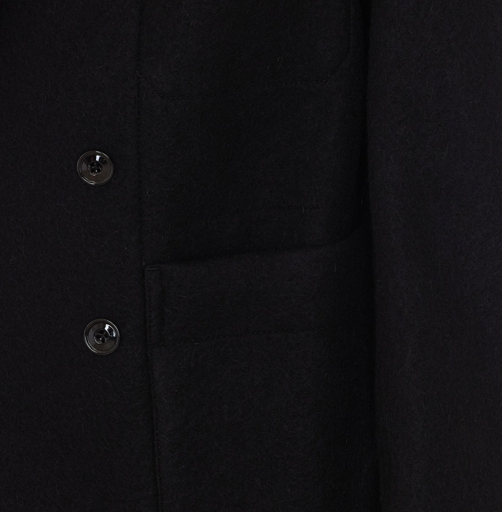 Lemaire Men's Short Double-Breasted Coat in Black - view 3