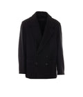 Lemaire Men's Short Double-Breasted Coat in Black - view 1