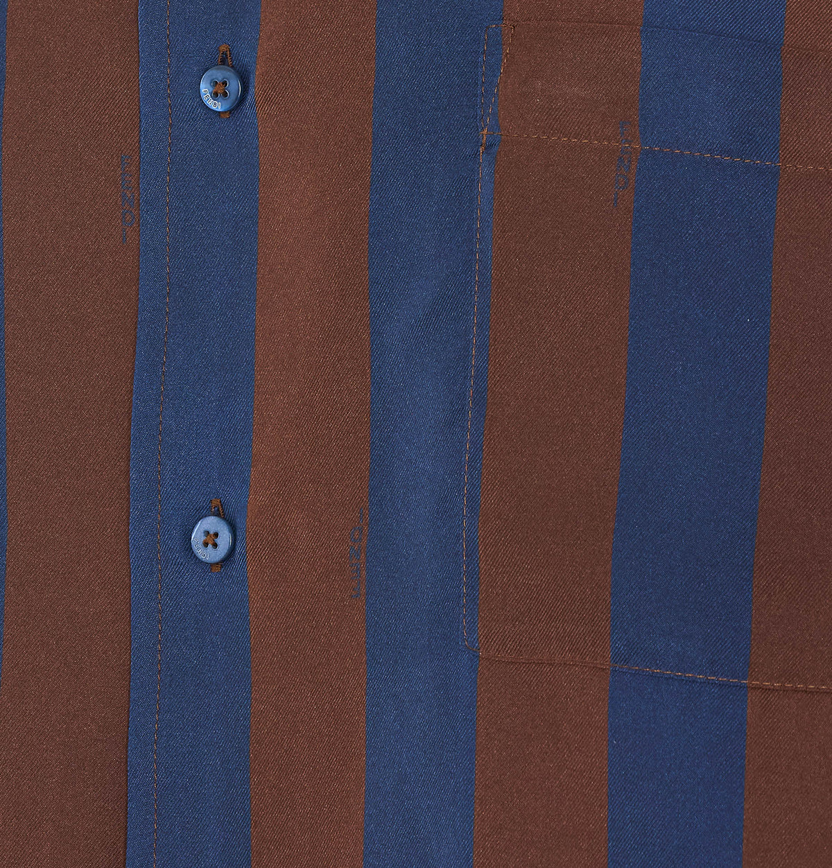 Fendi Men's Silk Short Sleeves Shirt with Pequin in Blue - view 2