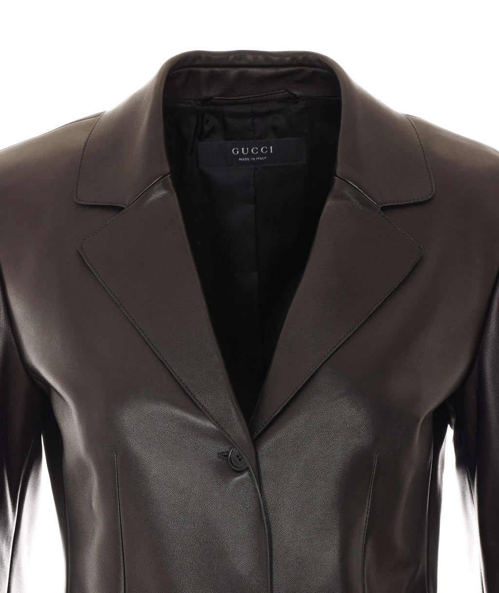 Gucci Women's Soft Leather Coat in Black - view 4
