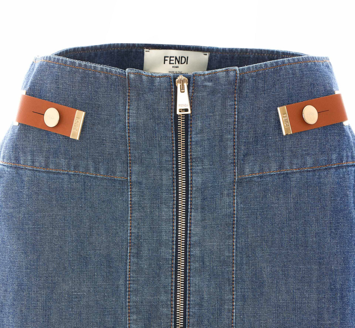 Fendi Women's Straight Midi Denim Skirt in Denim Cotton - view 4