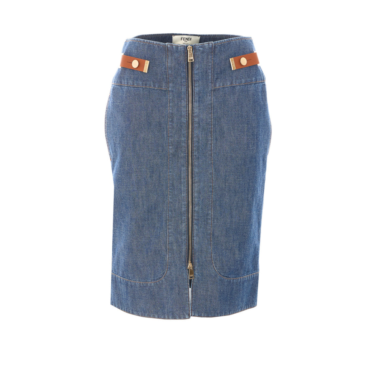 Fendi Women's Straight Midi Denim Skirt in Denim Cotton - view 1