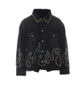 Amiri Men's Studs Flames Trucker Jacket in Black Denim - view 1